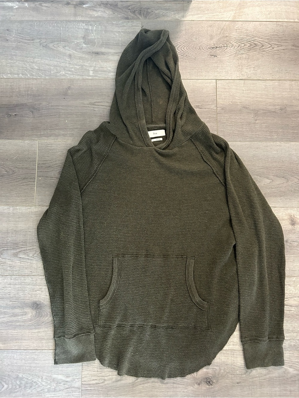 TNA Waffle Hoodie olive Green Hooded